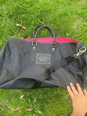 Victoria's Secret Black Travel Duffle with Pink Lining